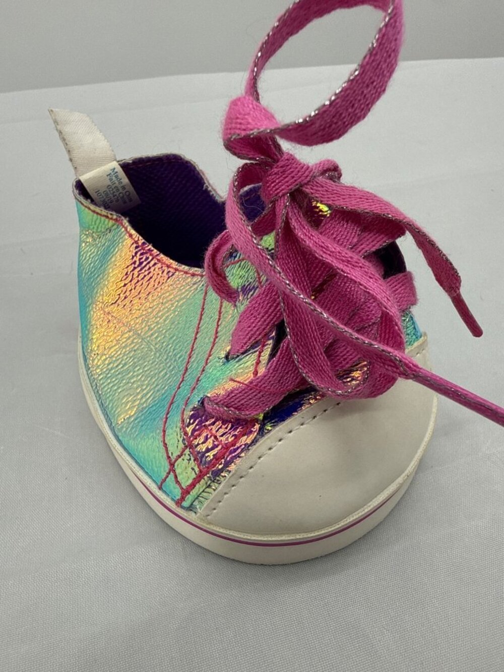 Build A Bear Metallic Low Top Replacement Shoe Iridescent Rainbow Sparkle Sneake